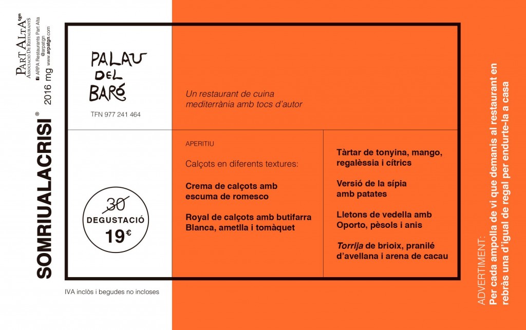 Menú degustació Palau del Baró (19€)