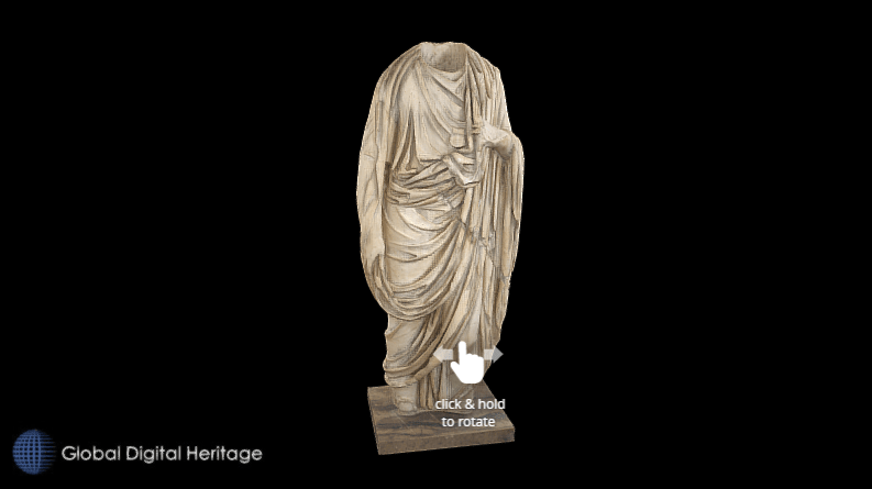 Figure of a statue of virtual tours